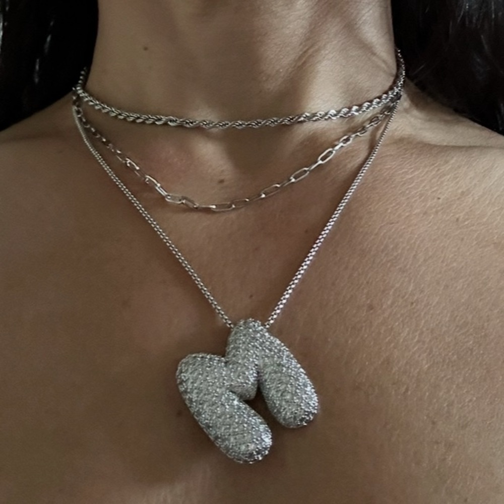 Avaria Bubble Letter Necklace Stack . - image 2
